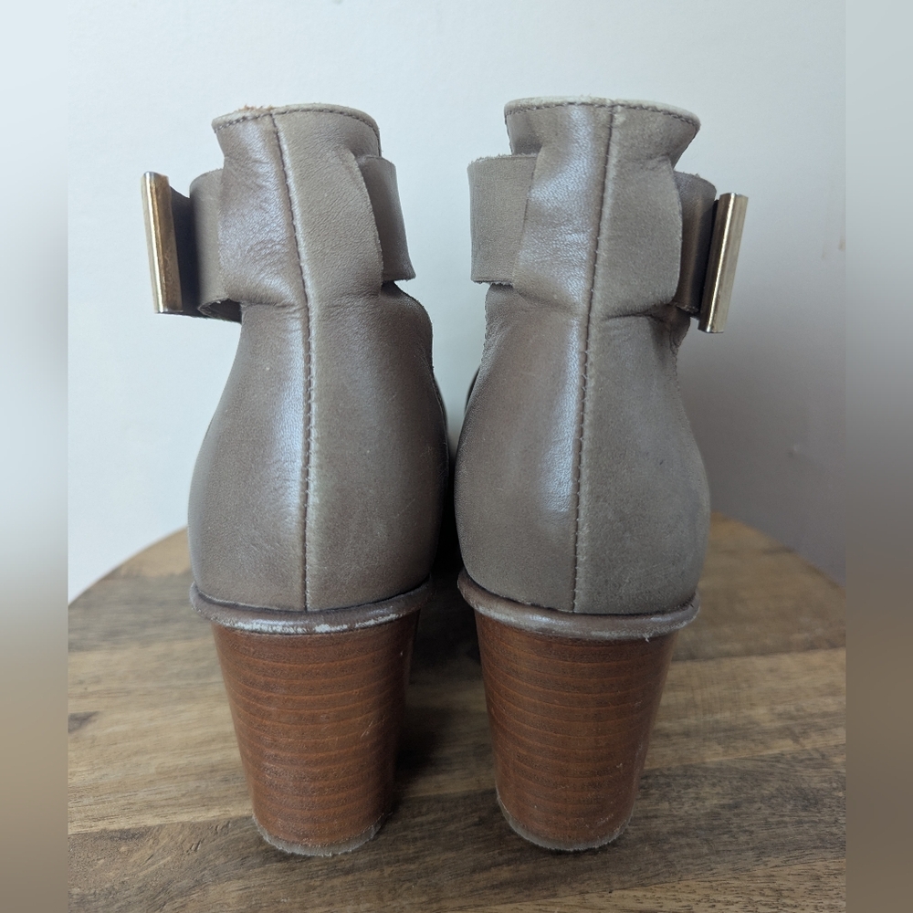 Whistles Leather Peep Strap Ankle Boots/Booties, Gray Brown/Beige (SIZE 38/7 - Picture 8 of 12